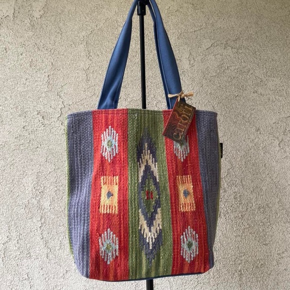 Catori Aztec Pattern Canvas Tote/Book Bag - Picture 2 of 2